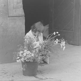 Dziewczynka sprzedająca kwiaty