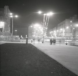 Ulica Piłsudskiego we Wrocławiu nocą