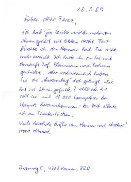 List od Horsta Hensela