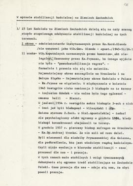 W sprawie stabilizacji kościelnej na Ziemiach Zachodnich