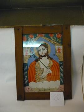 Obraz malowany na szkle ludowy Chrystus w kapliczce