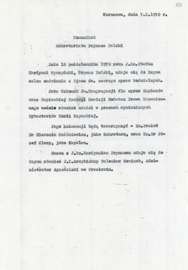 Komunikat Sekretariatu Prymasa Polski